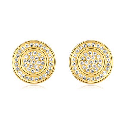 Solid Gold 0.2ct Natural Diamond Round Halo Studded Stud Earrings