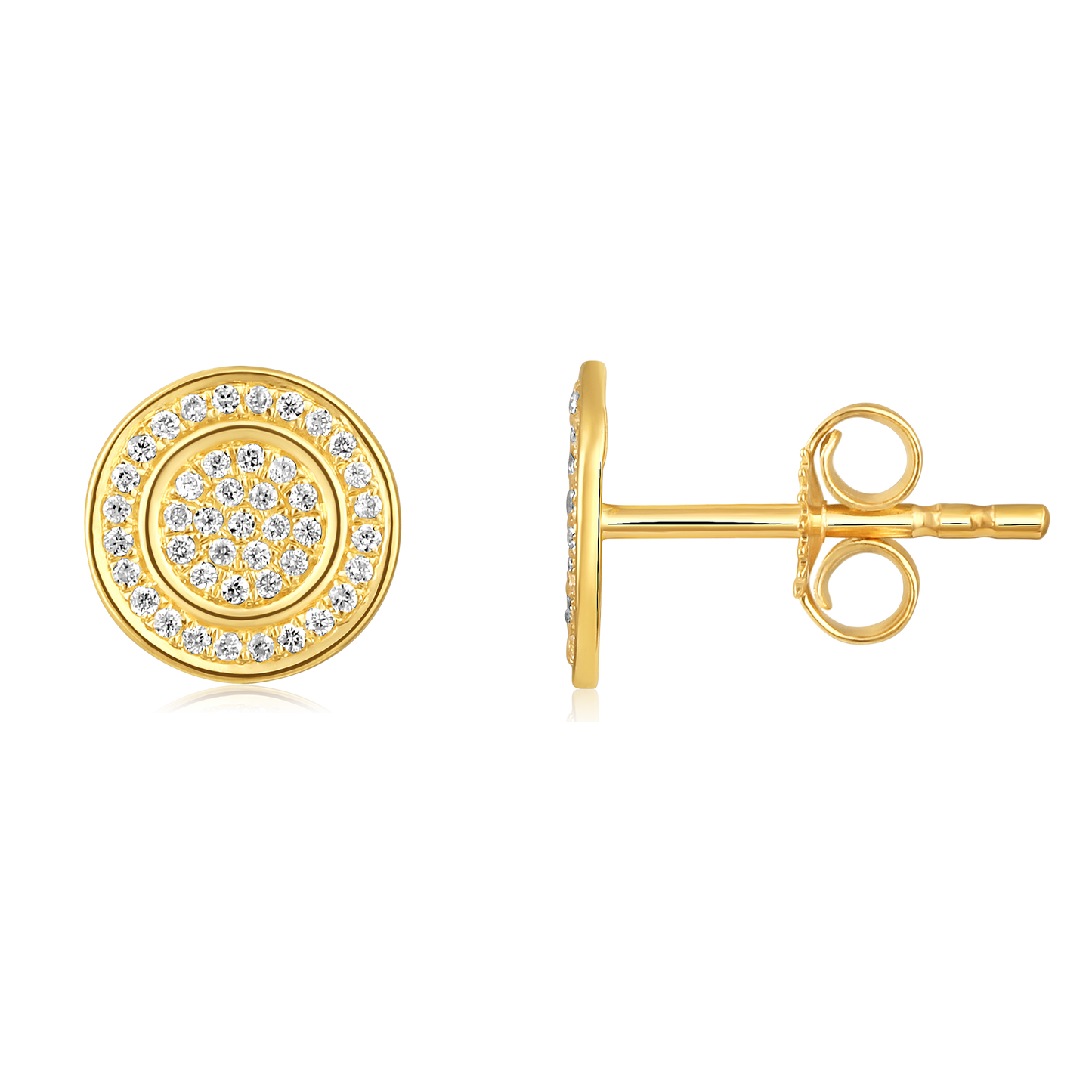 Solid Gold 0.2ct Natural Diamond Round Halo Studded Stud Earrings