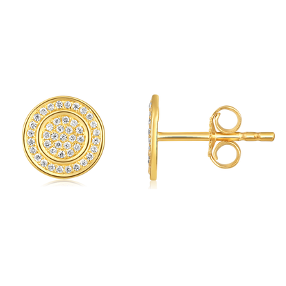 Solid Gold 0.2ct Natural Diamond Round Halo Studded Stud Earrings