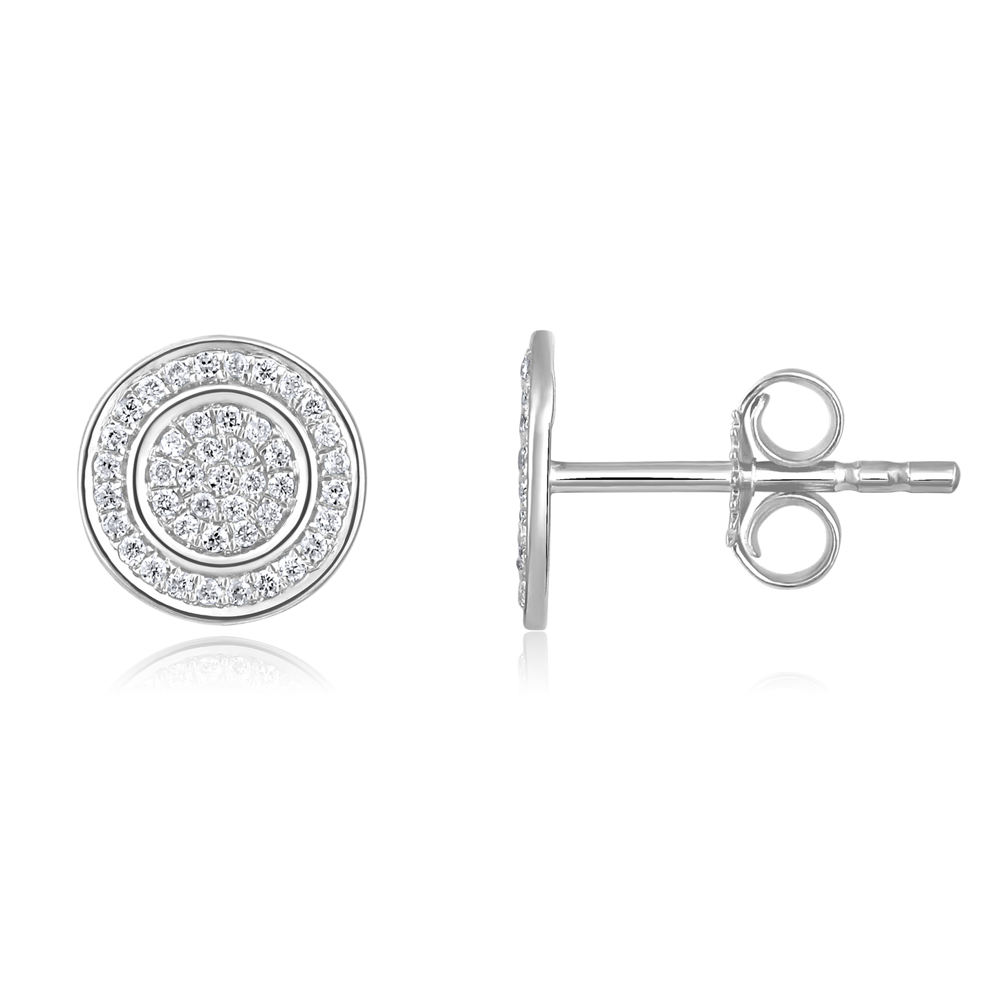 Solid Gold 0.2ct Natural Diamond Round Studded Halo Stud Earrings