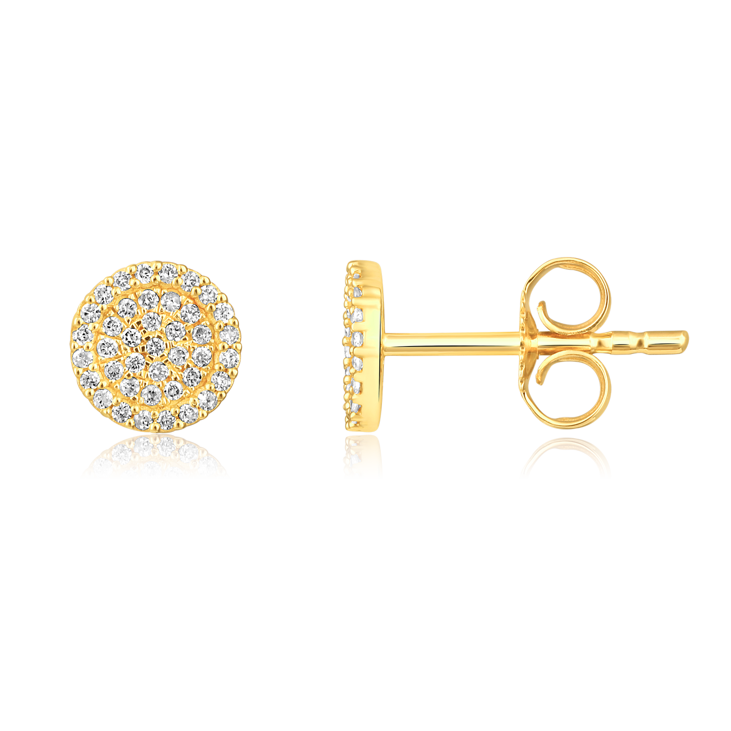 Solid Gold 0.14ct Natural Diamond Round Studded Halo Stud Earrings
