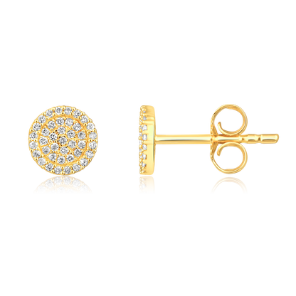 Solid Gold 0.14ct Natural Diamond Round Studded Halo Stud Earrings