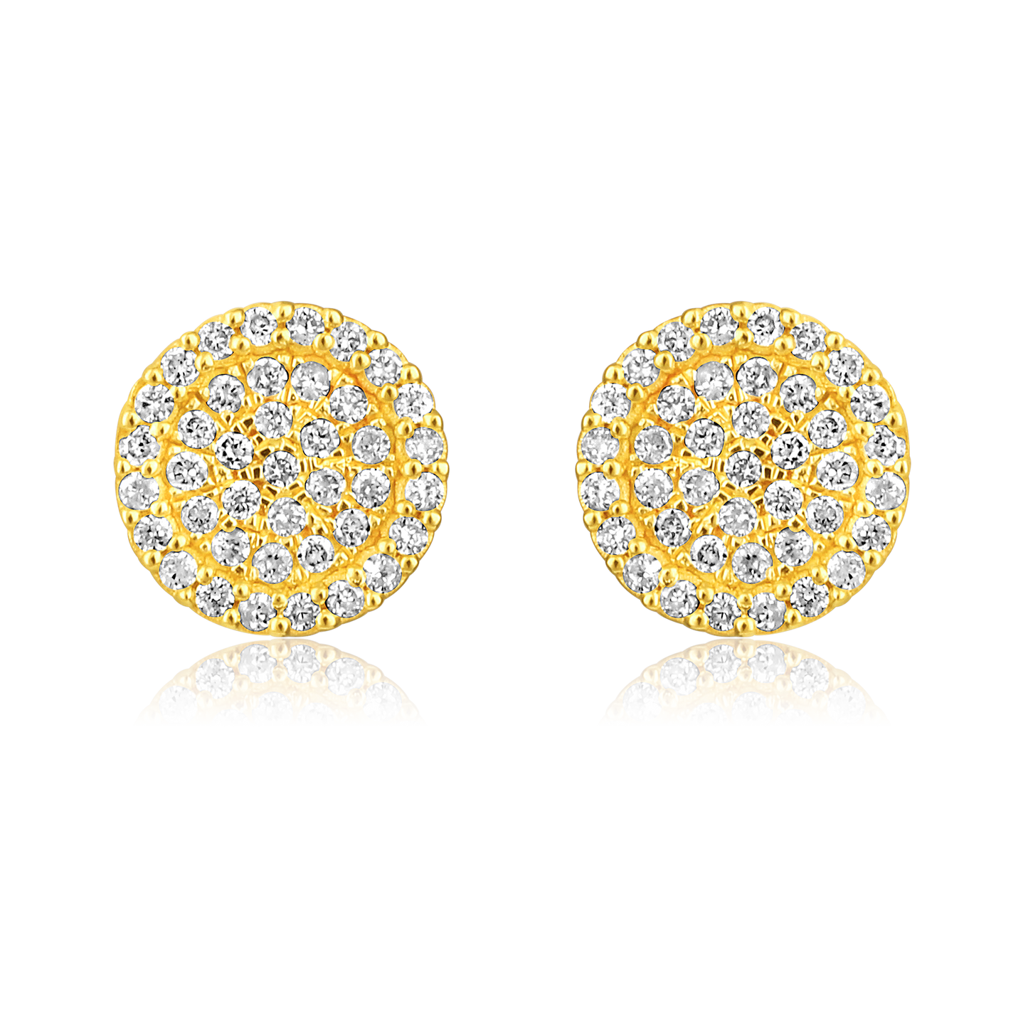 Solid Gold 0.14ct Natural Diamond Round Studded Halo Stud Earrings