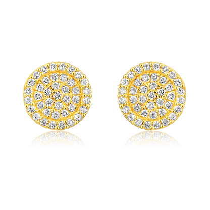 Solid Gold 0.14ct Natural Diamond Round Studded Halo Stud Earrings