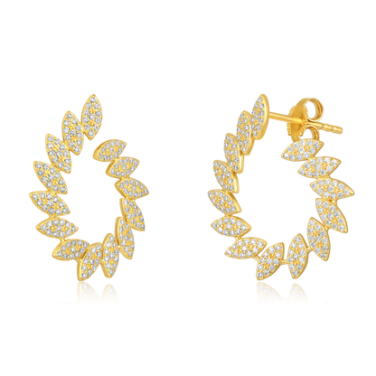 Solid Gold 0.53ct Natural Diamond Marquise Leaf Loop Stud Earrings