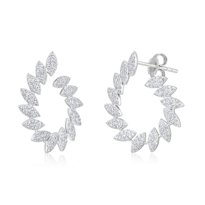 Solid Gold 0.6ct Natural Diamond Leaf Marquise Pear Drop Stud Earrings