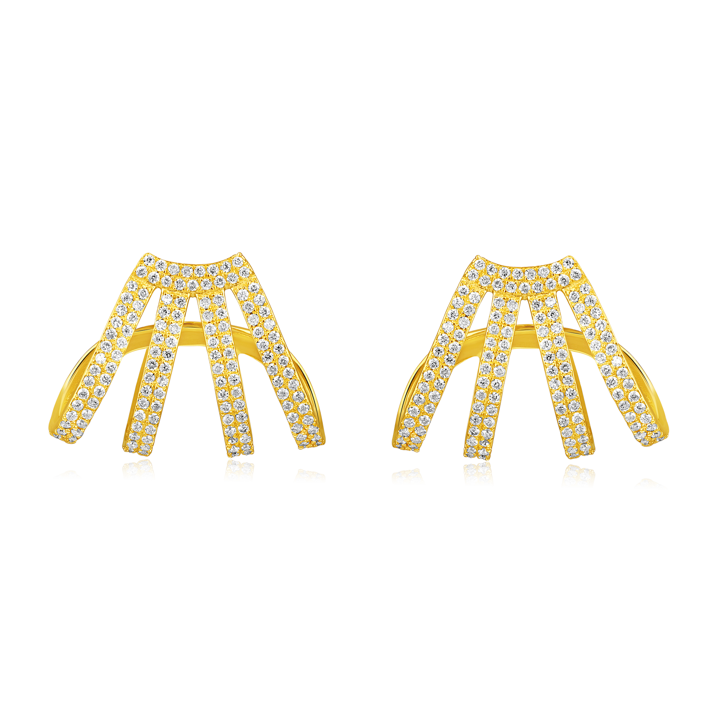 Solid Gold 0.53ct Natural Diamond Wrap 4 Cage Stud Earrings