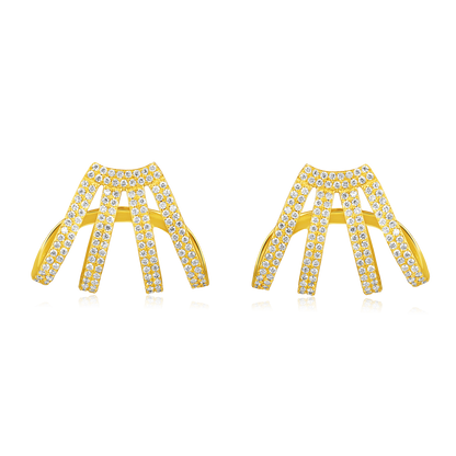 Solid Gold 0.53ct Natural Diamond Wrap 4 Cage Stud Earrings