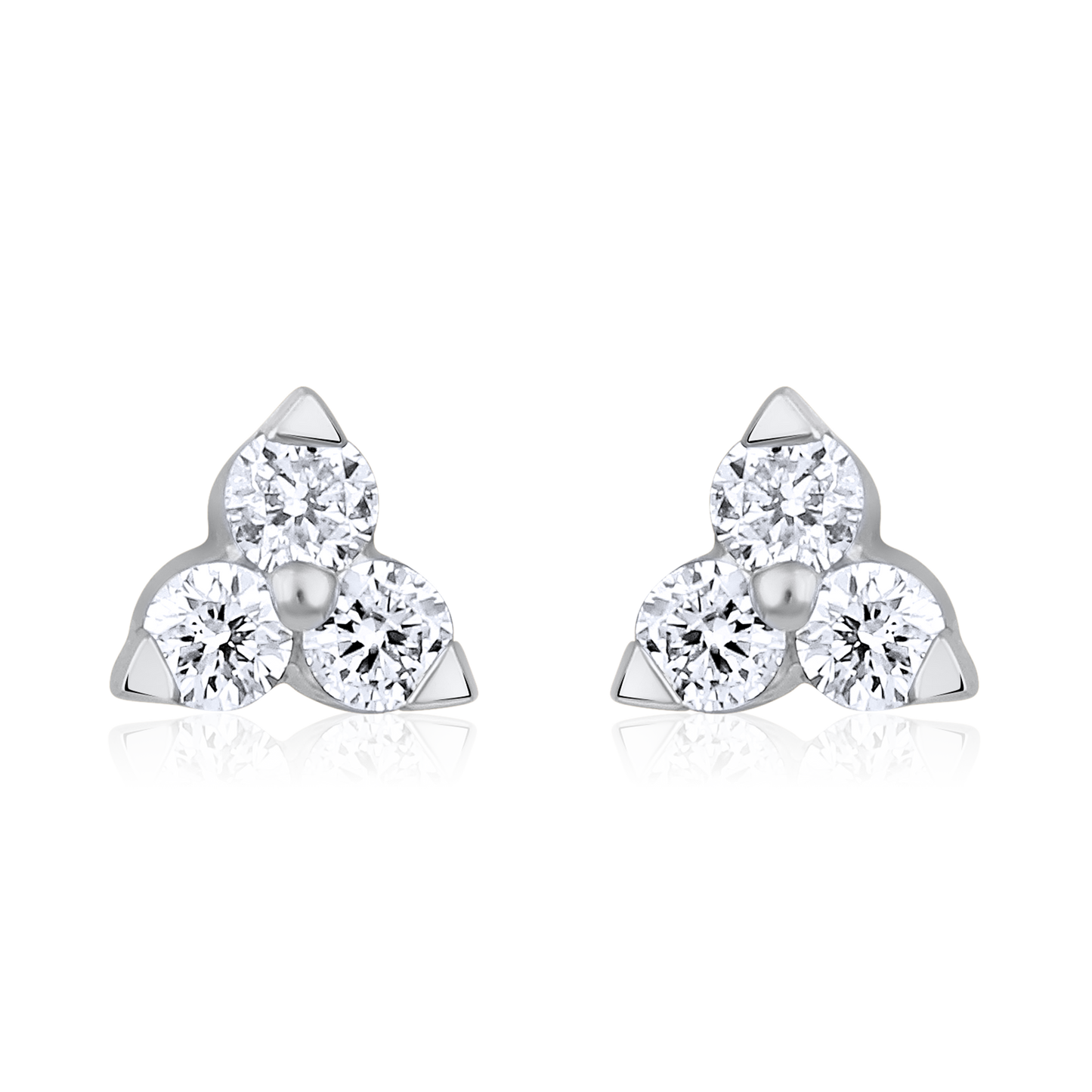 Solid Gold 0.2ct Natural Diamond Trio Multi Pierce Stud Earrings
