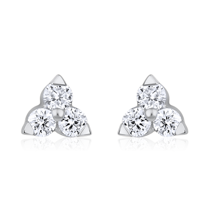 Solid Gold 0.2ct Natural Diamond Trio Multi Pierce Stud Earrings