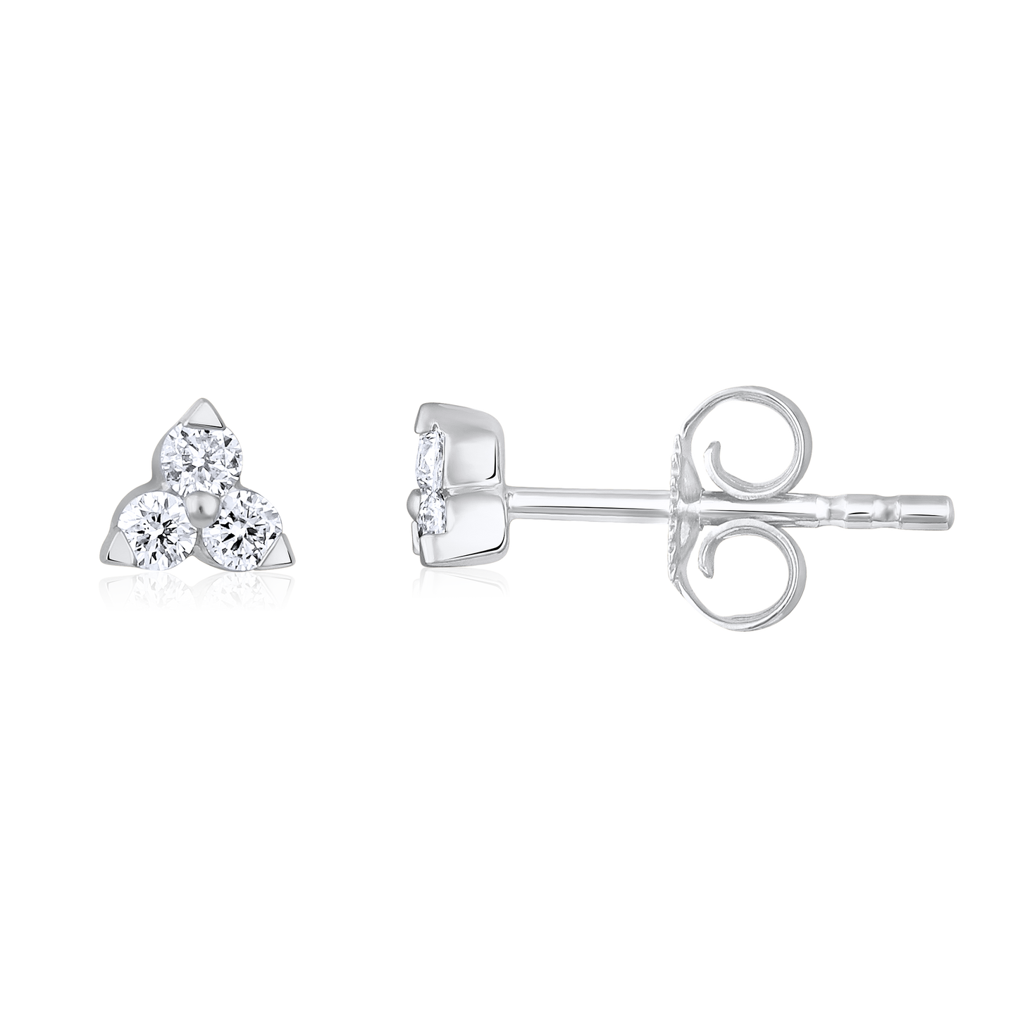 Solid Gold 0.2ct Natural Diamond Trio Multi Pierce Stud Earrings