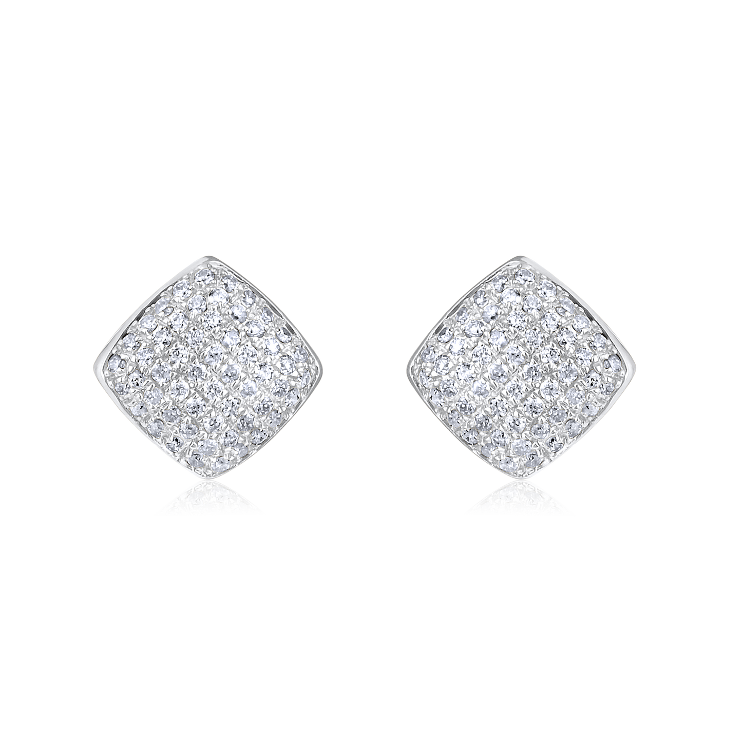 Solid Gold 0.11ct Natural Diamond Rhombus Square Bezel Stud Earrings