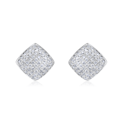 Solid Gold 0.11ct Natural Diamond Rhombus Square Bezel Stud Earrings