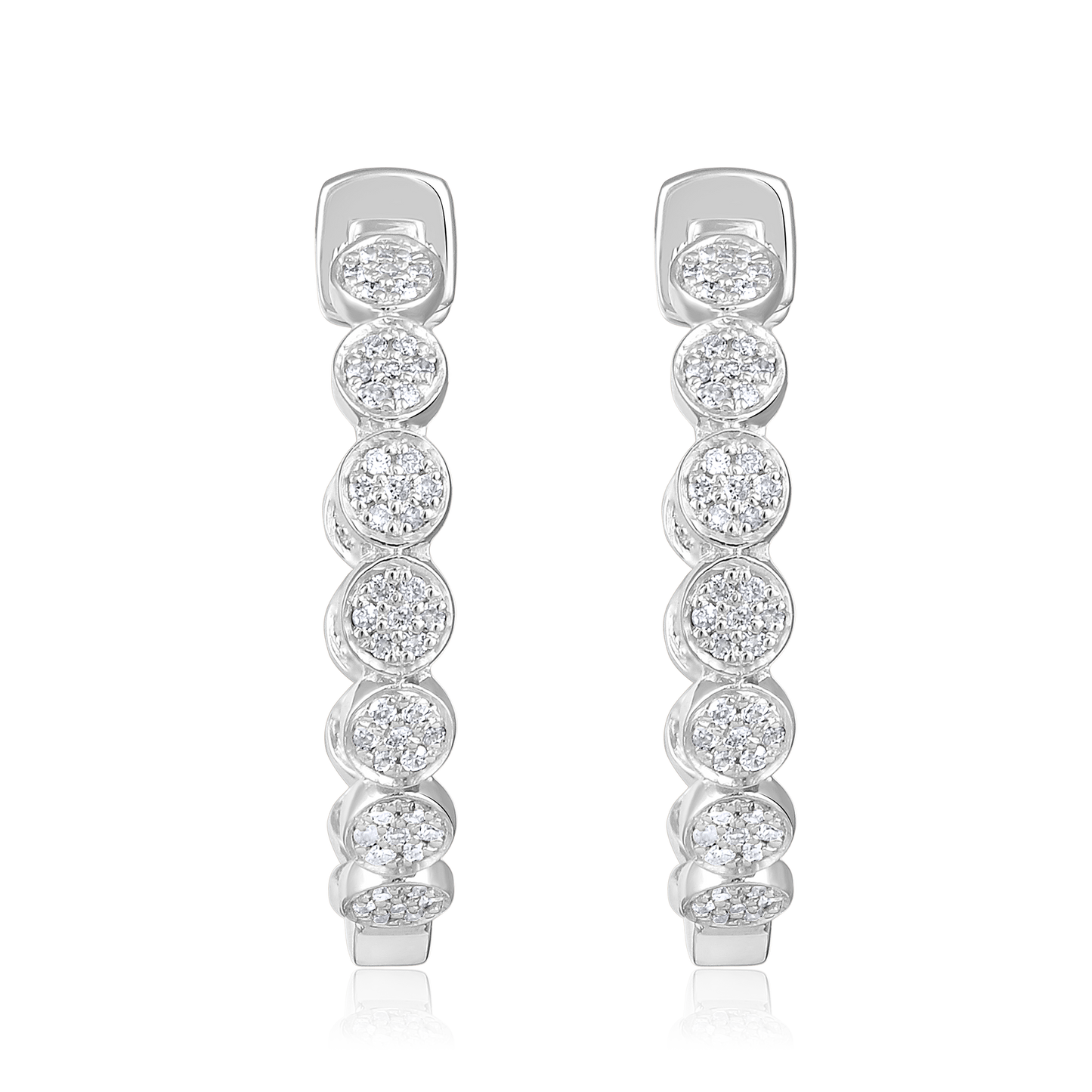 Solid Gold 0.43ct Natural Diamond Inside Out Bezel Hoop Bead Earrings