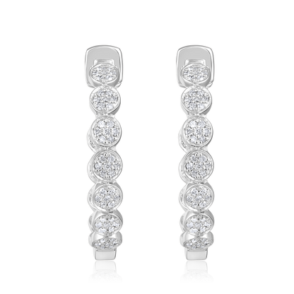 Solid Gold 0.43ct Natural Diamond Inside Out Bezel Hoop Bead Earrings