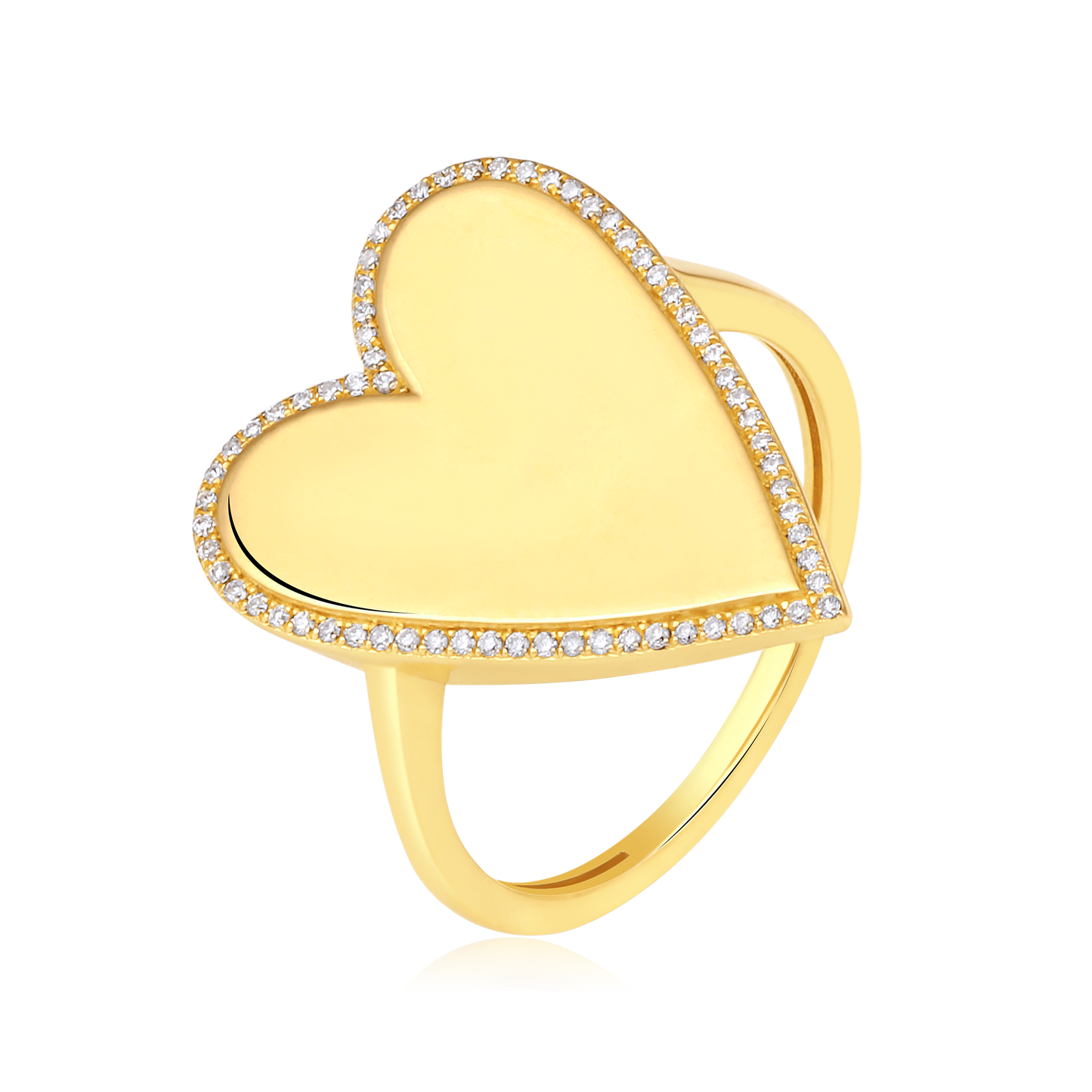 Solid Gold 0.11ct Natural Diamond Halo Heart Bubble Ring