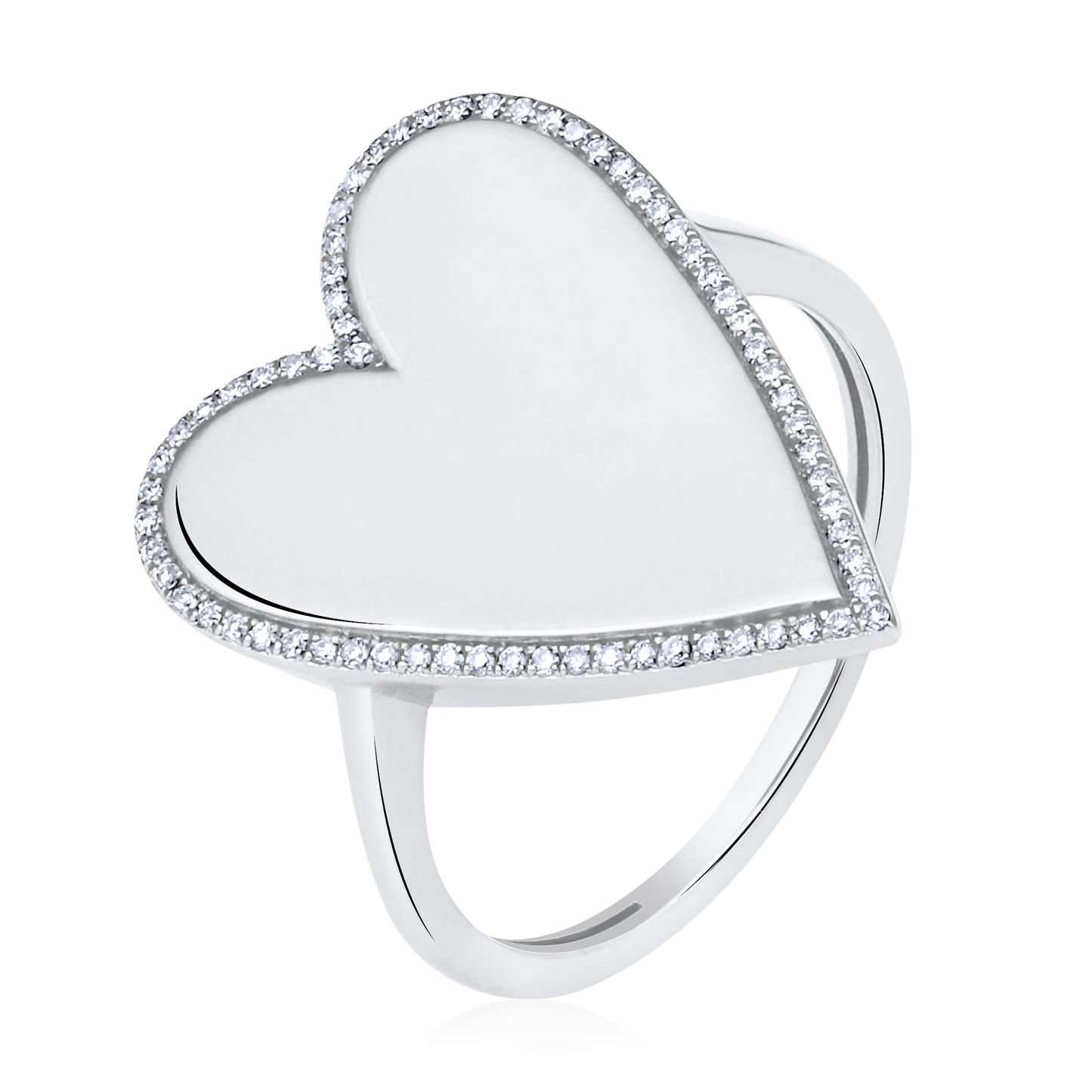 Solid Gold 0.11ct Natural Diamond Bubble Heart Big Ring