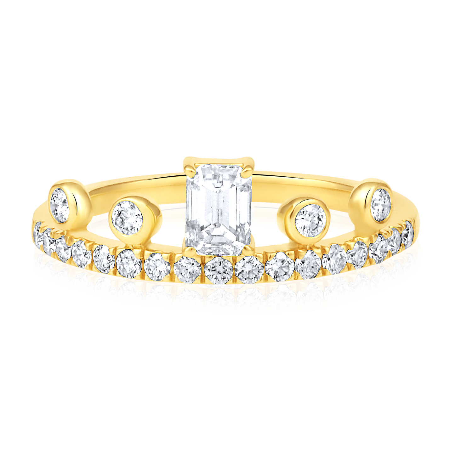 Solid Gold 0.74ct Natural Diamond Crown Throne Band Ring
