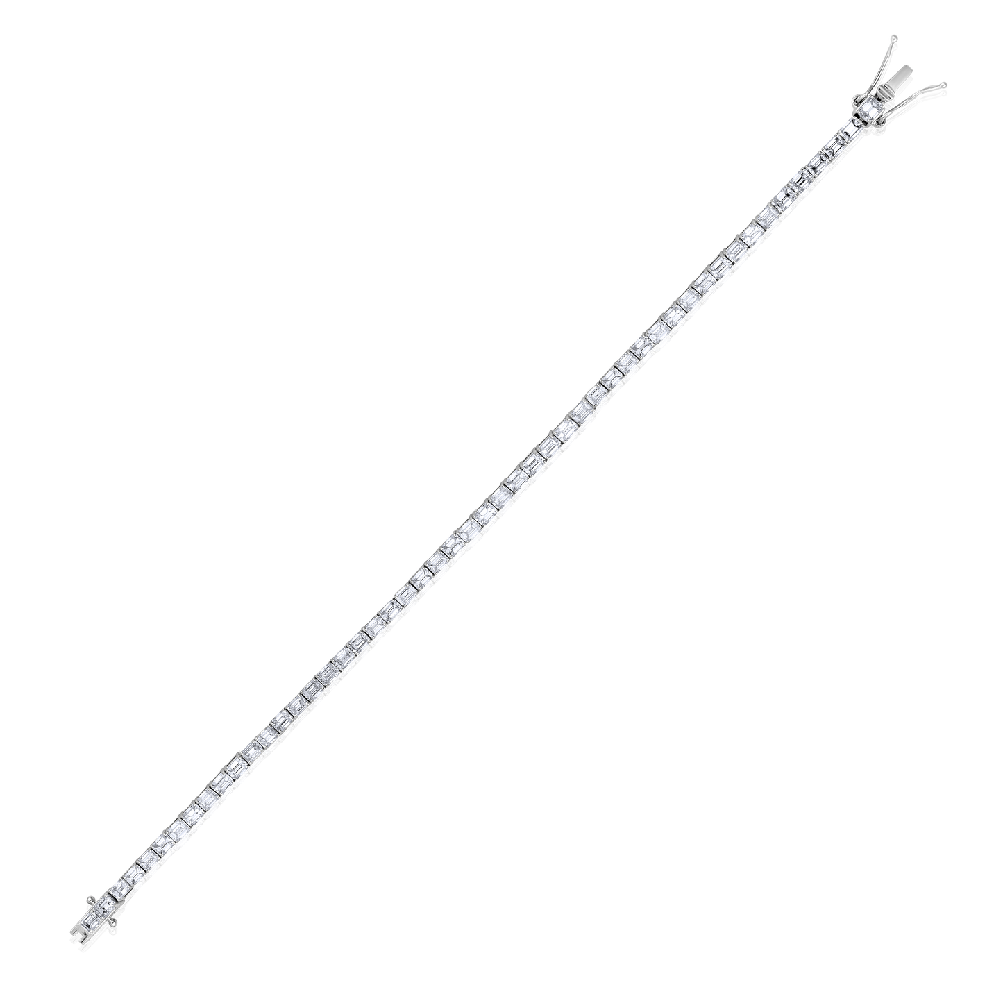 Solid Gold 4.5ct Natural Diamond Baguette Straight Tennis Bracelet
