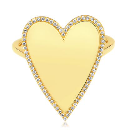 Solid Gold 0.11ct Natural Diamond Halo Heart Bubble Ring