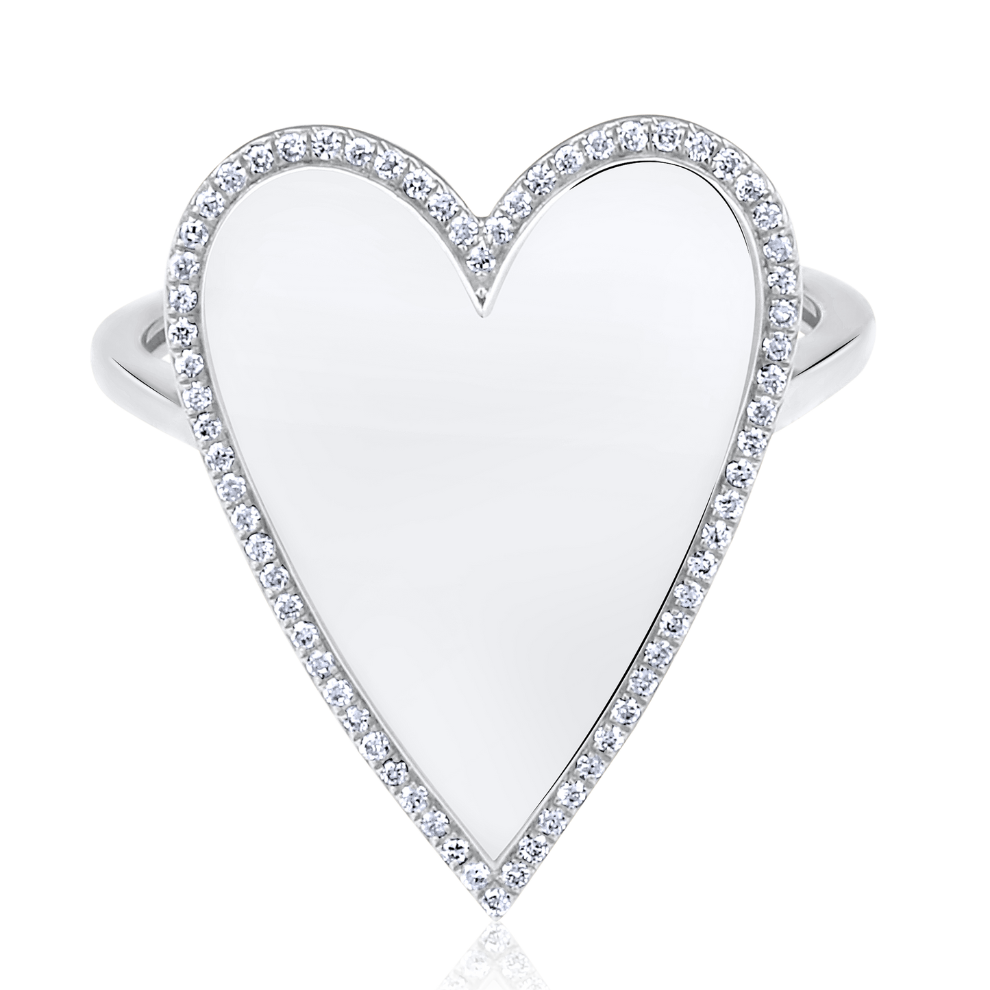Solid Gold 0.11ct Natural Diamond Bubble Heart Big Ring