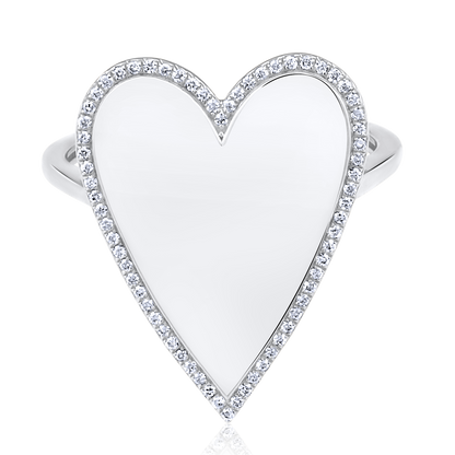 Solid Gold 0.11ct Natural Diamond Bubble Heart Big Ring
