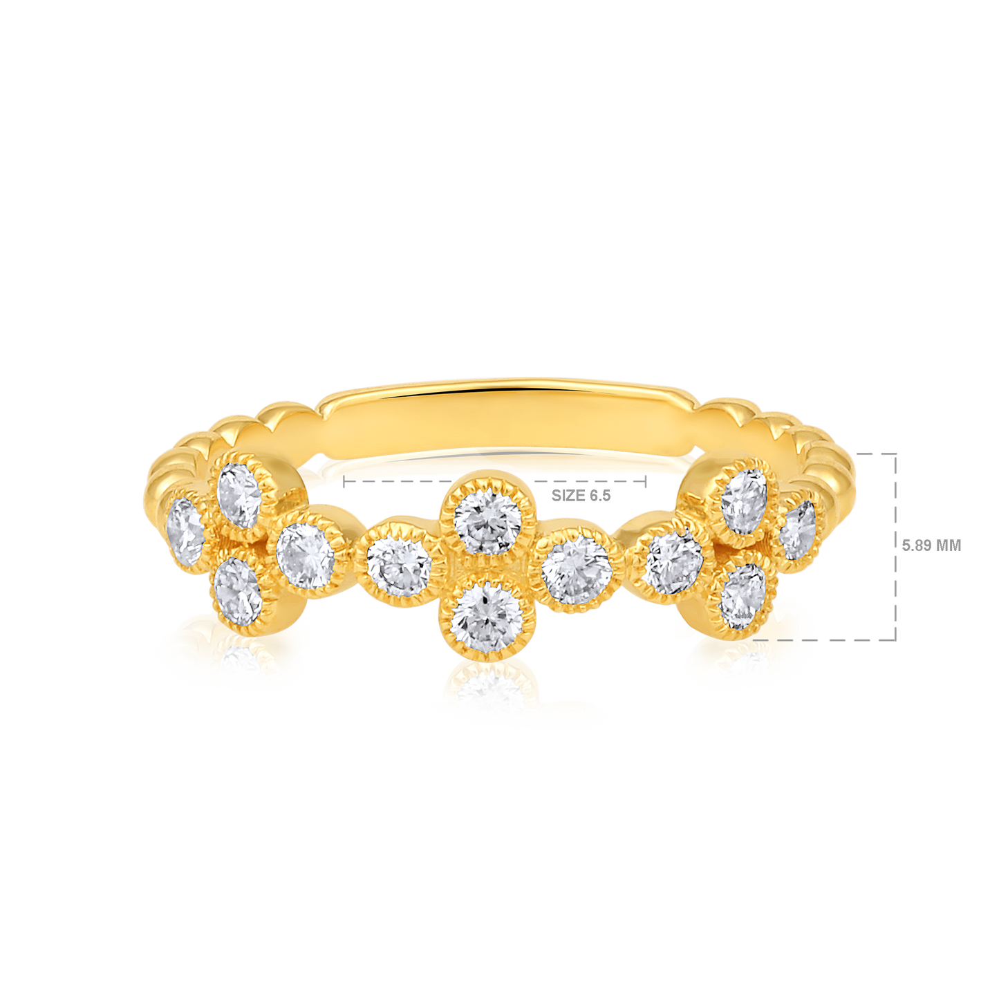 Solid Gold 0.5ct Natural Diamond Multi Clover Band Ring