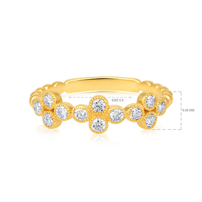 Solid Gold 0.5ct Natural Diamond Multi Clover Band Ring