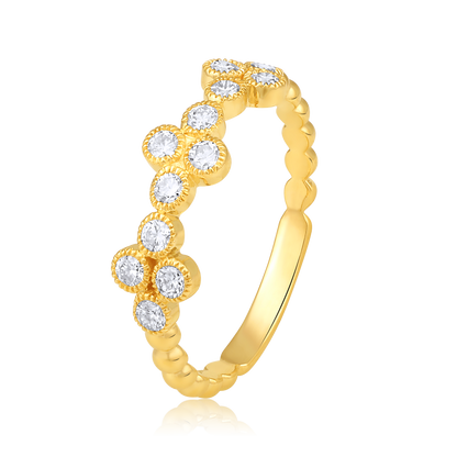 Solid Gold 0.5ct Natural Diamond Multi Clover Band Ring