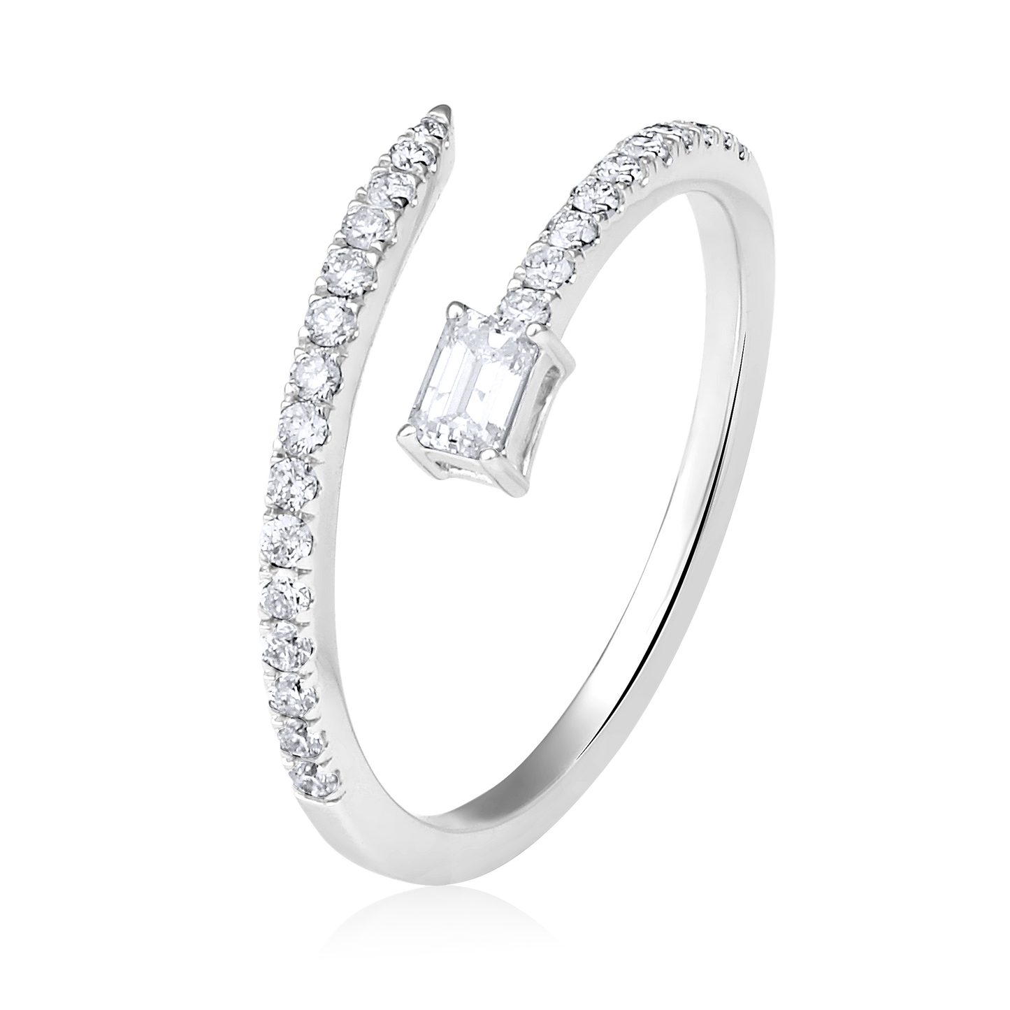 Solid Gold 0.4ct Natural Diamond Emerald Twist Snake Open Ring