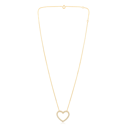 Solid Gold 0.22ct Natural Diamond Open Heart CutOut Pendant Necklace