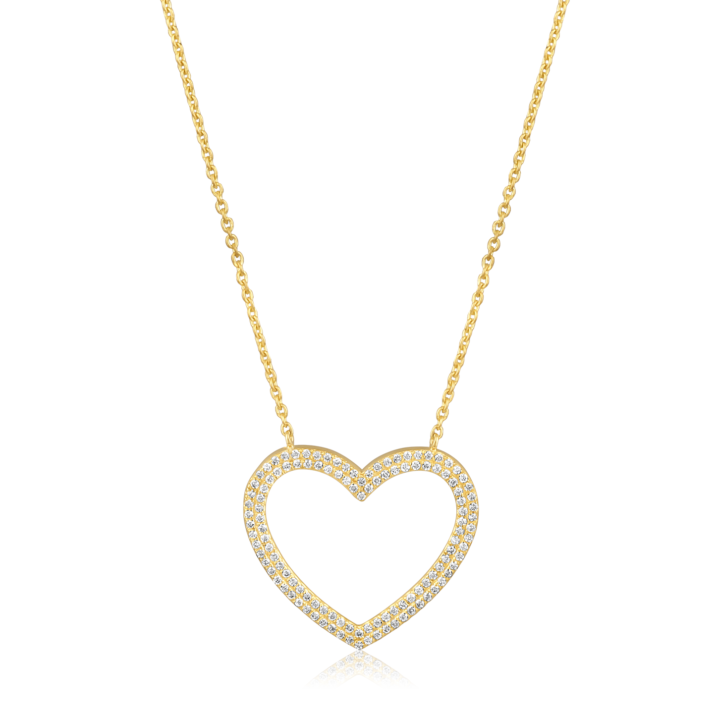 Solid Gold 0.22ct Natural Diamond Open Heart CutOut Pendant Necklace
