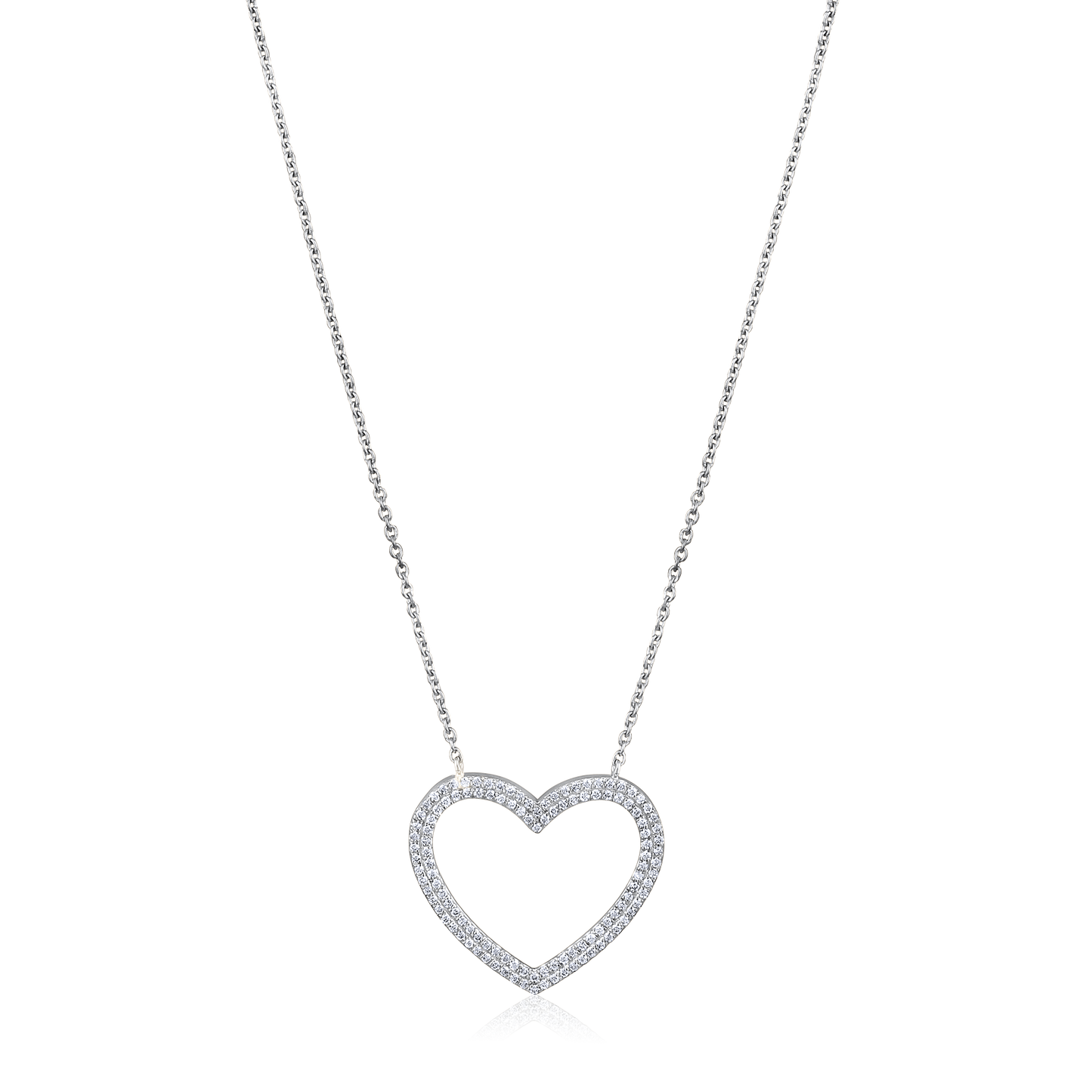 Solid Gold 0.2ct Natural Diamond Heart Love Halo CutOut Charm Necklace