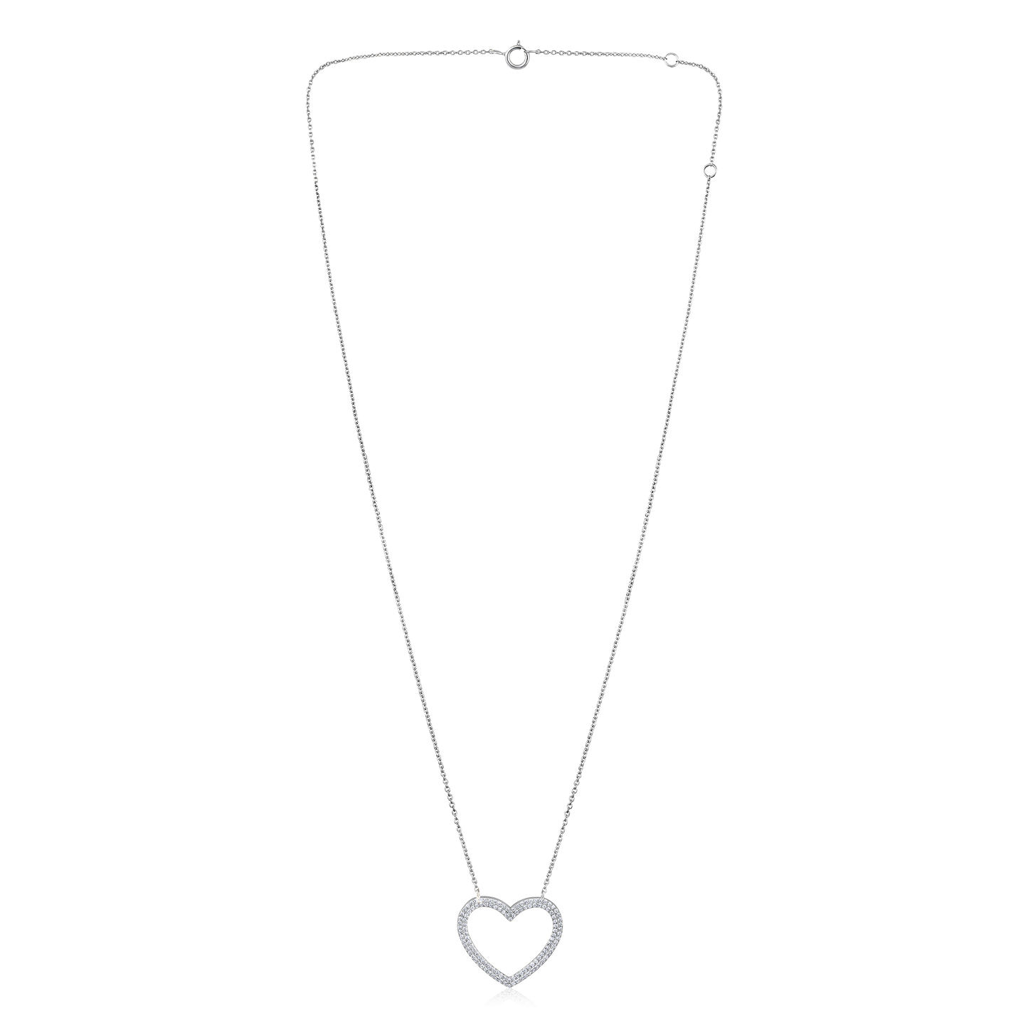 Solid Gold 0.2ct Natural Diamond Heart Love Halo CutOut Charm Necklace