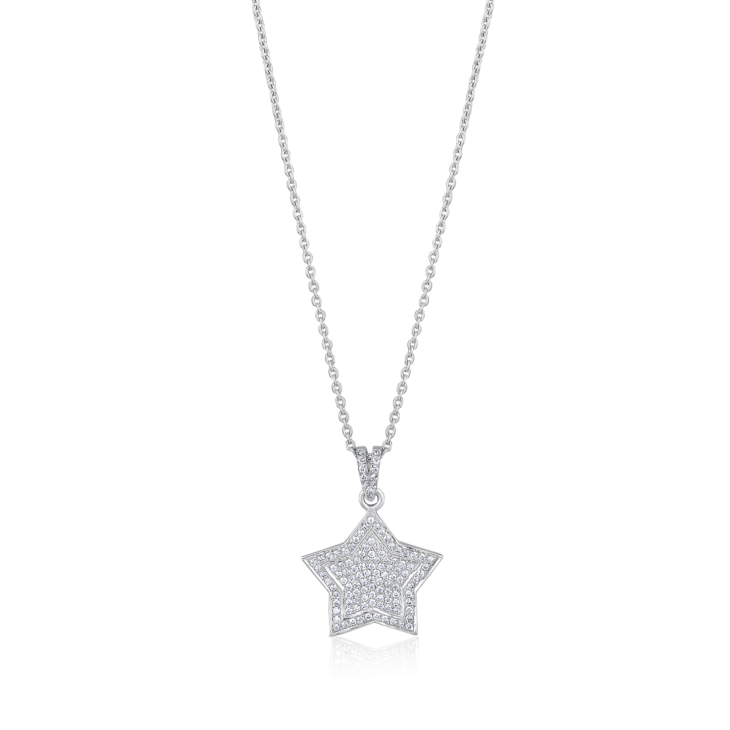 Solid Gold 0.2ct Natural Diamond Star Studded Halo Charm Necklace