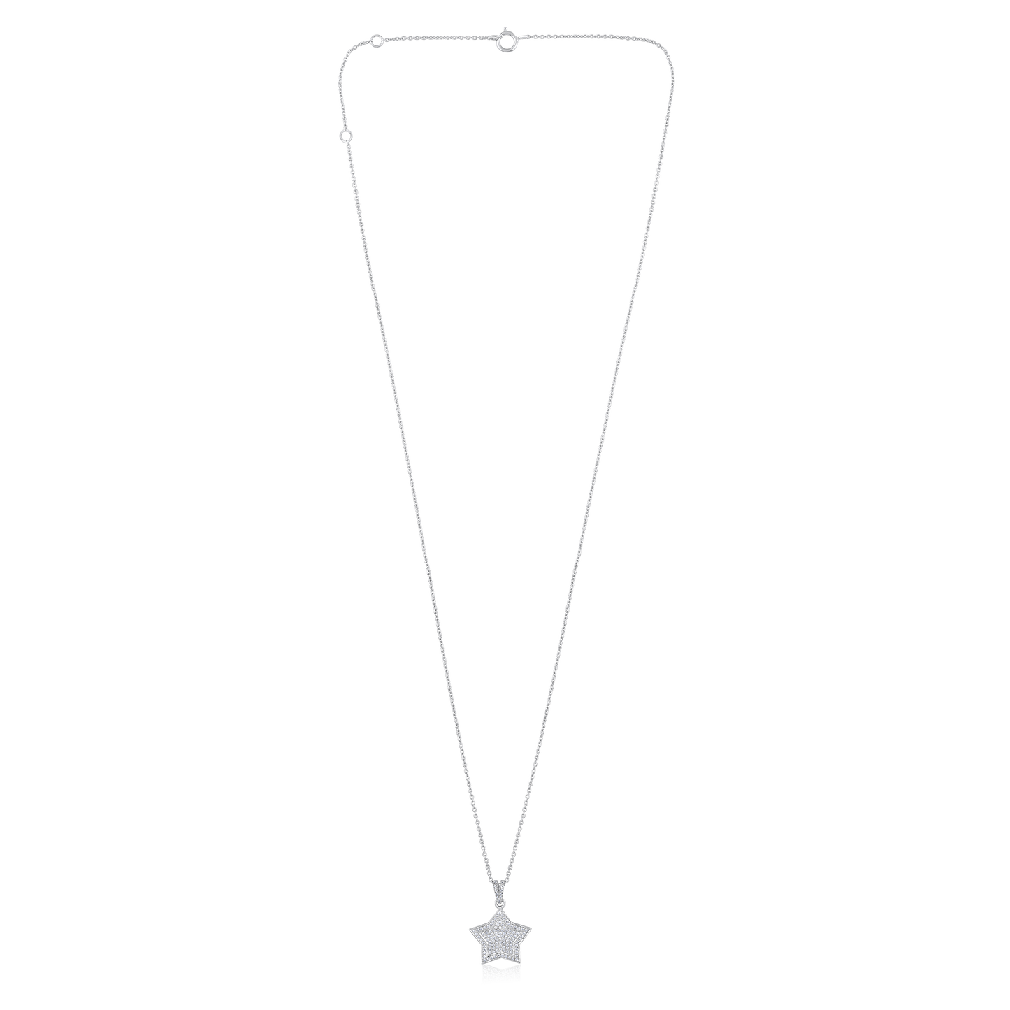 Solid Gold 0.2ct Natural Diamond Star Studded Halo Charm Necklace