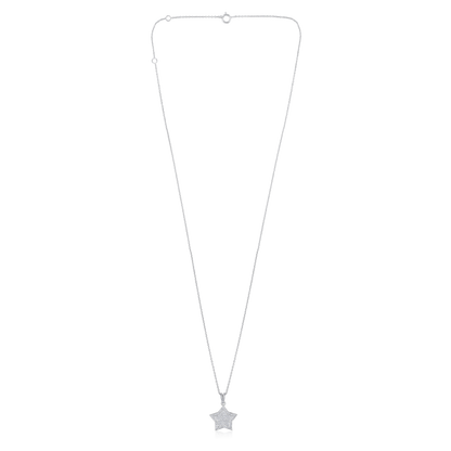 Solid Gold 0.2ct Natural Diamond Star Studded Halo Charm Necklace