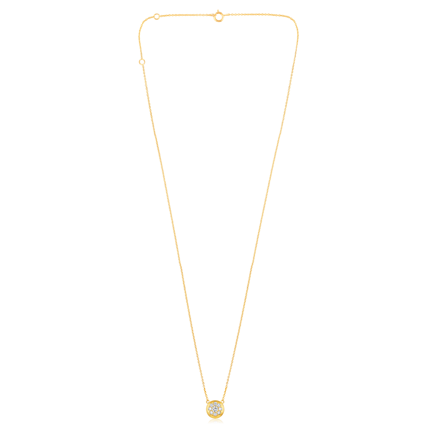 Solid Gold 0.3ct Natural Diamond Round Solitaire Pendant Necklace