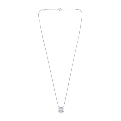 Solid Gold 0.3ct Natural Diamond Circle Round Single Charm Tiny Necklace