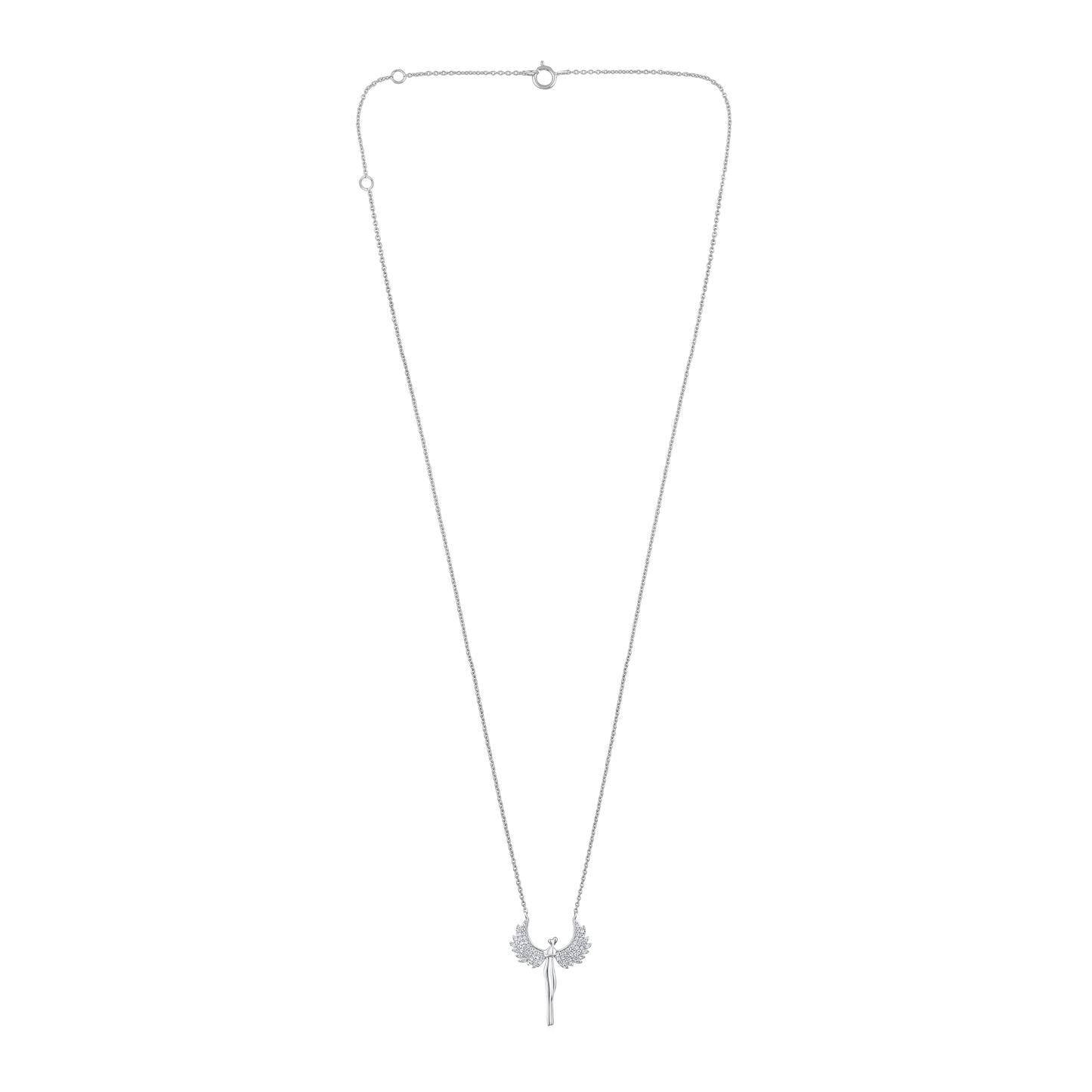 Solid Gold 0.12ct Natural Diamond Guardian Angel Wings Hug Necklace