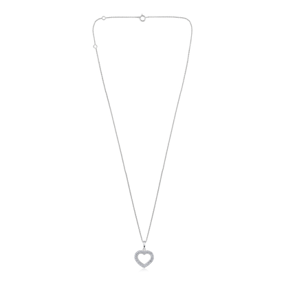 Solid Gold 0.23ct Natural Diamond Heart Love Halo CutOut Charm Necklace