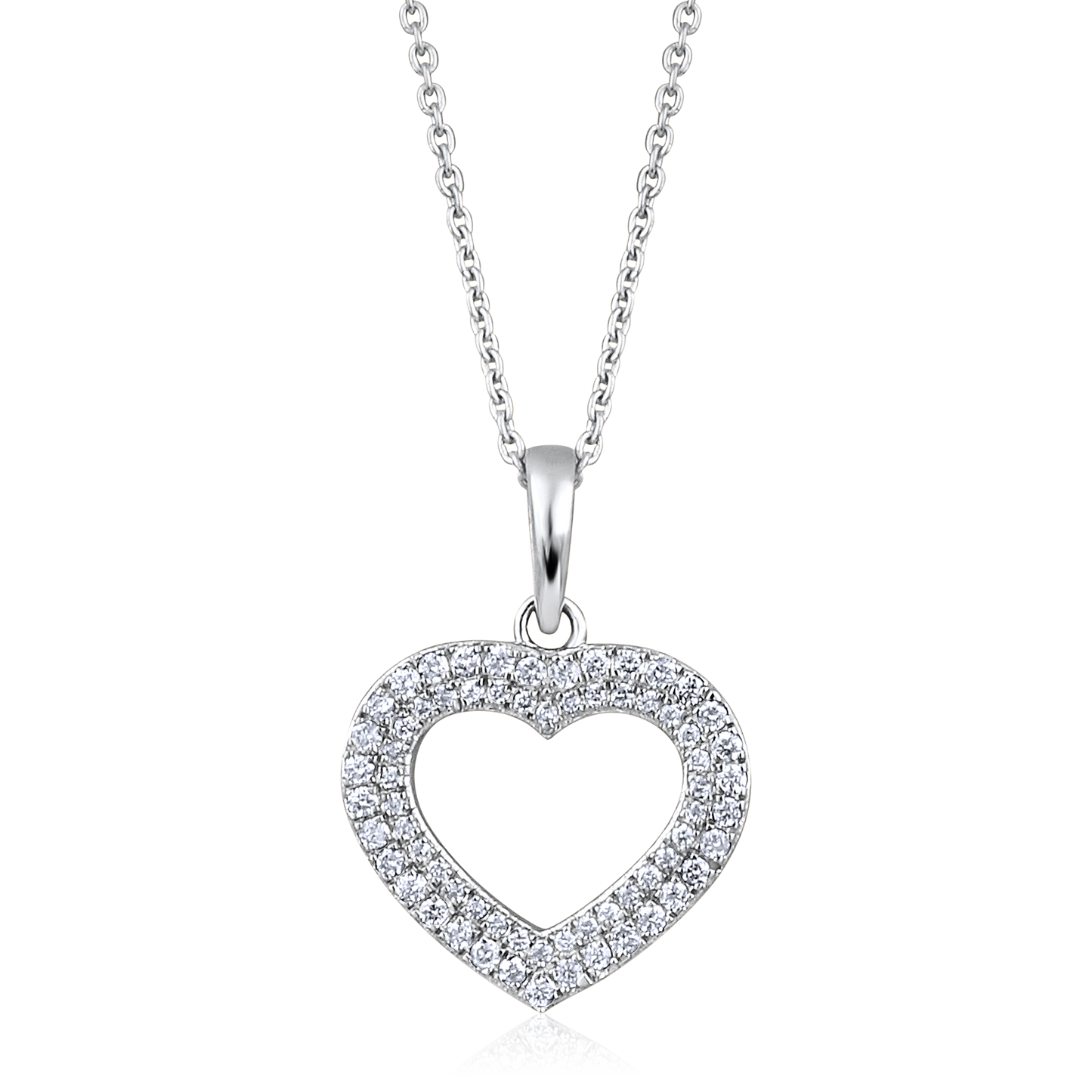 Solid Gold 0.23ct Natural Diamond Heart Love Halo CutOut Charm Necklace