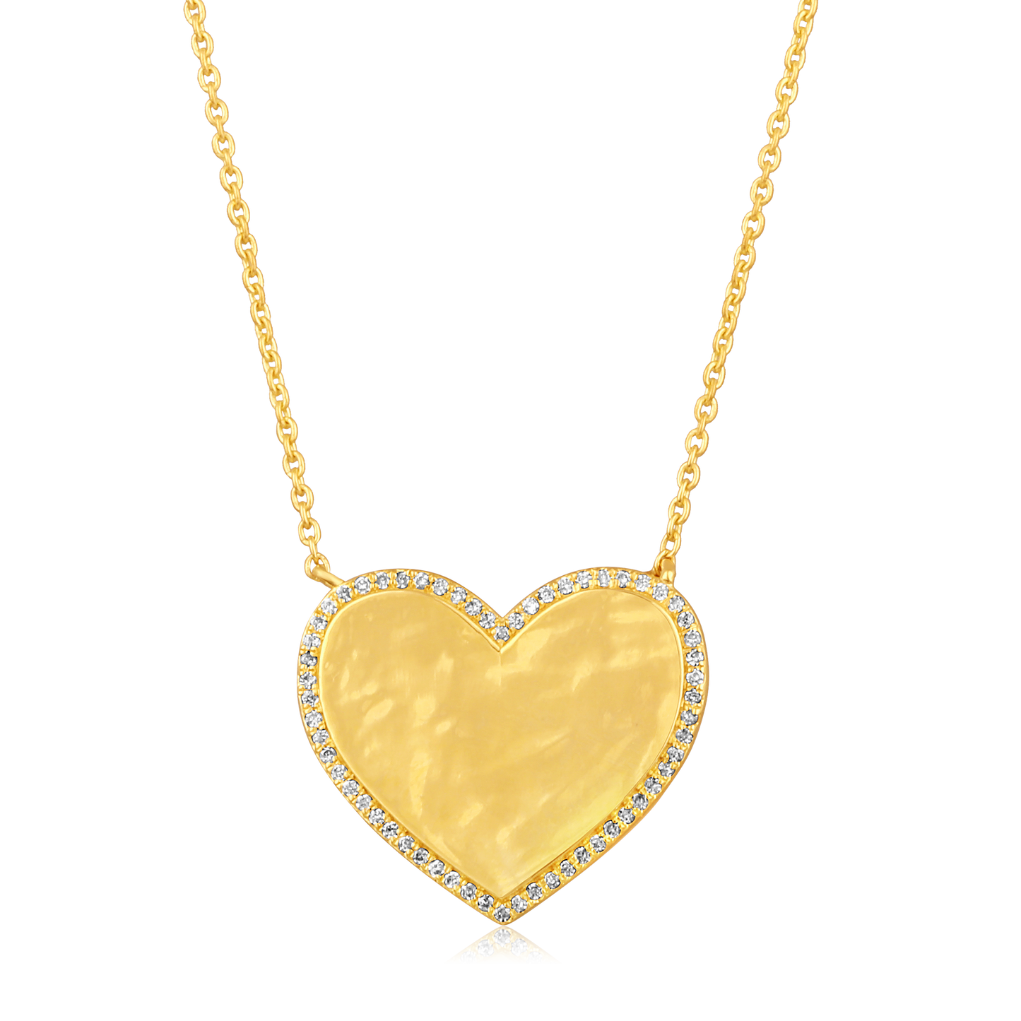 Solid Gold 0.1ct Natural Diamond Heart Bubble Charm Engravable Necklace