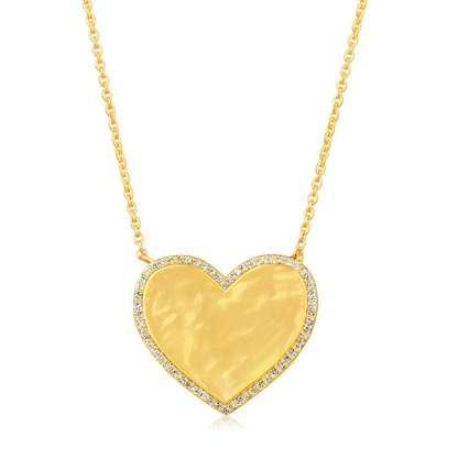 Solid Gold 0.1ct Natural Diamond Heart Bubble Charm Engravable Necklace