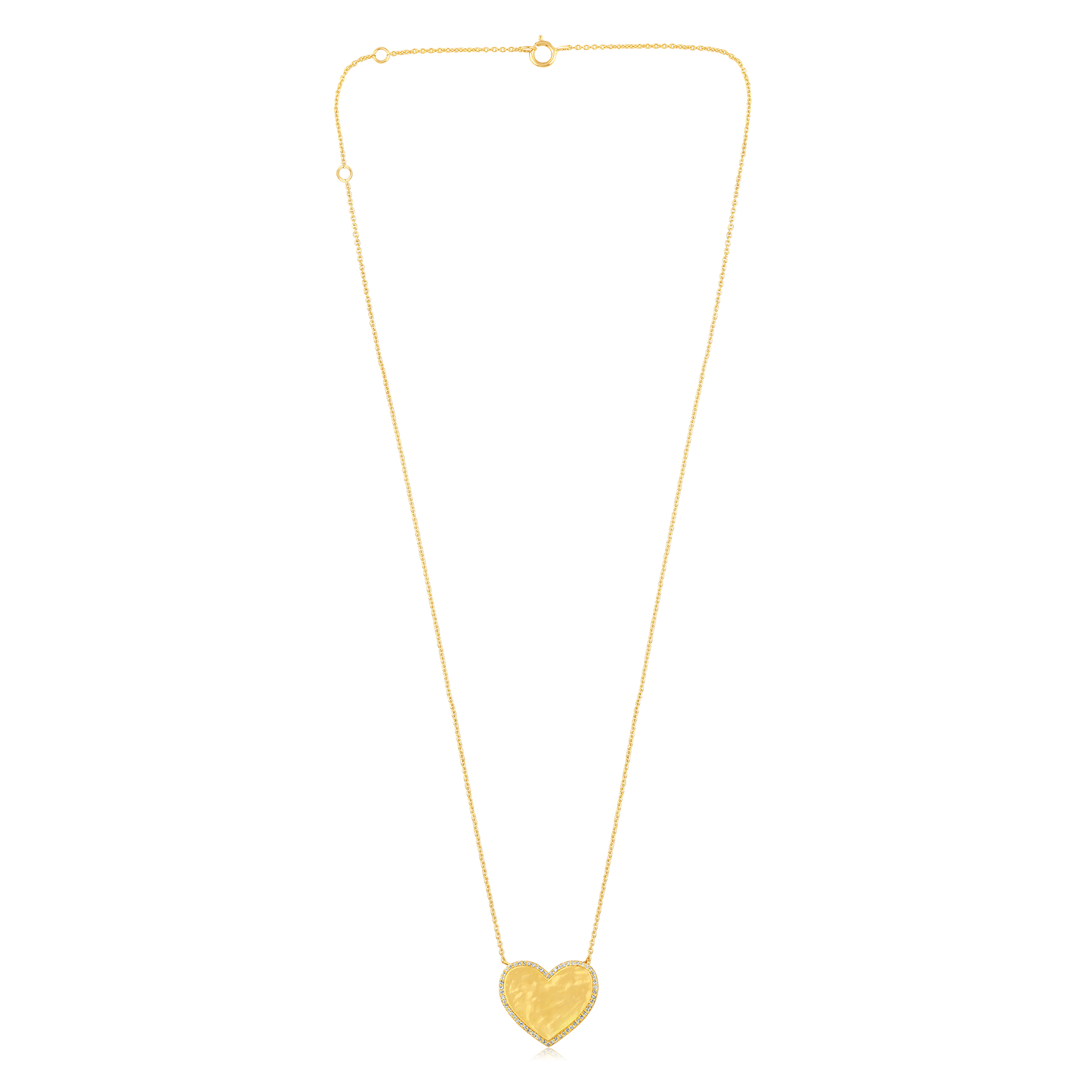 Solid Gold 0.1ct Natural Diamond Heart Bubble Charm Engravable Necklace