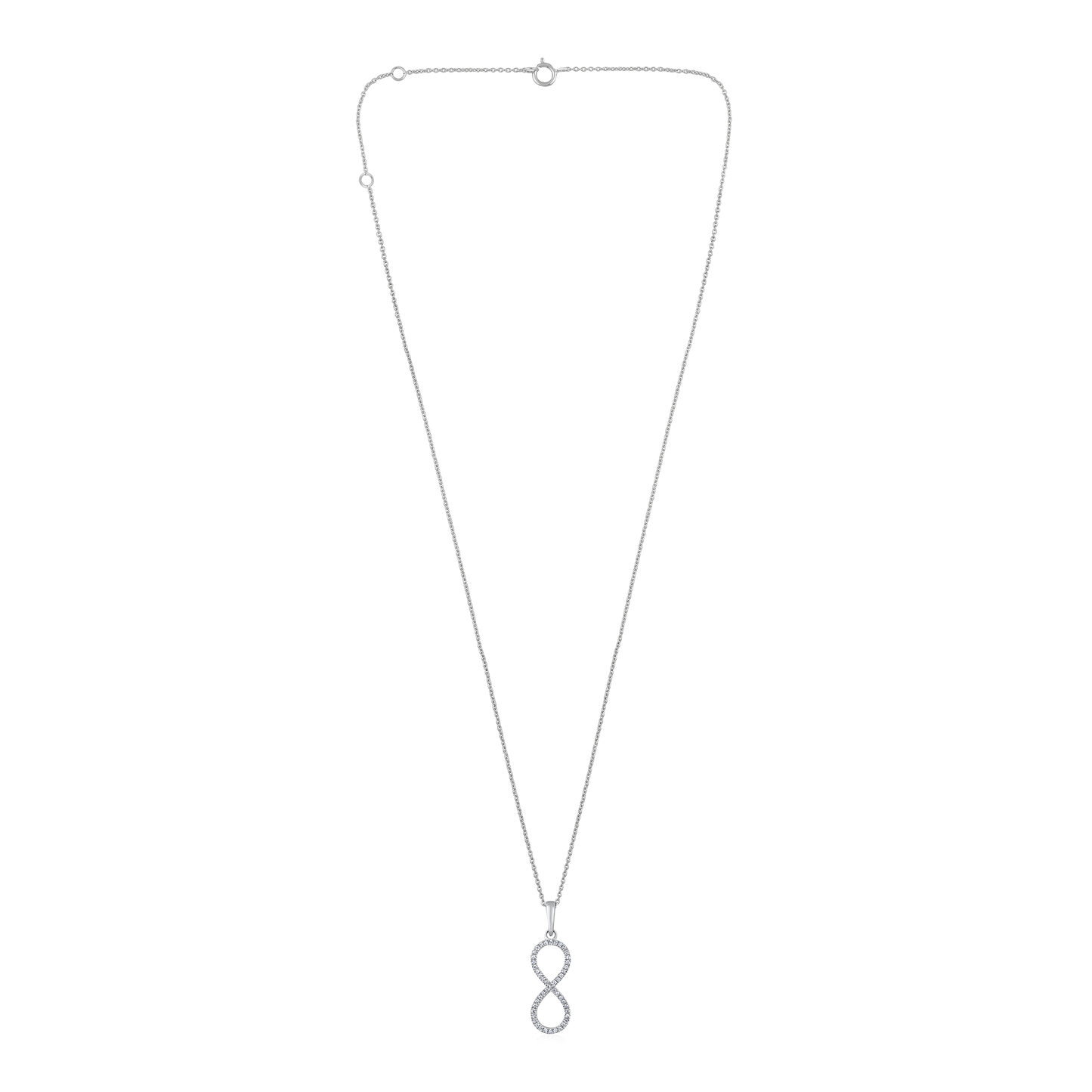 Solid Gold 0.1ct Natural Diamond Infinity Vertical Charm Necklace