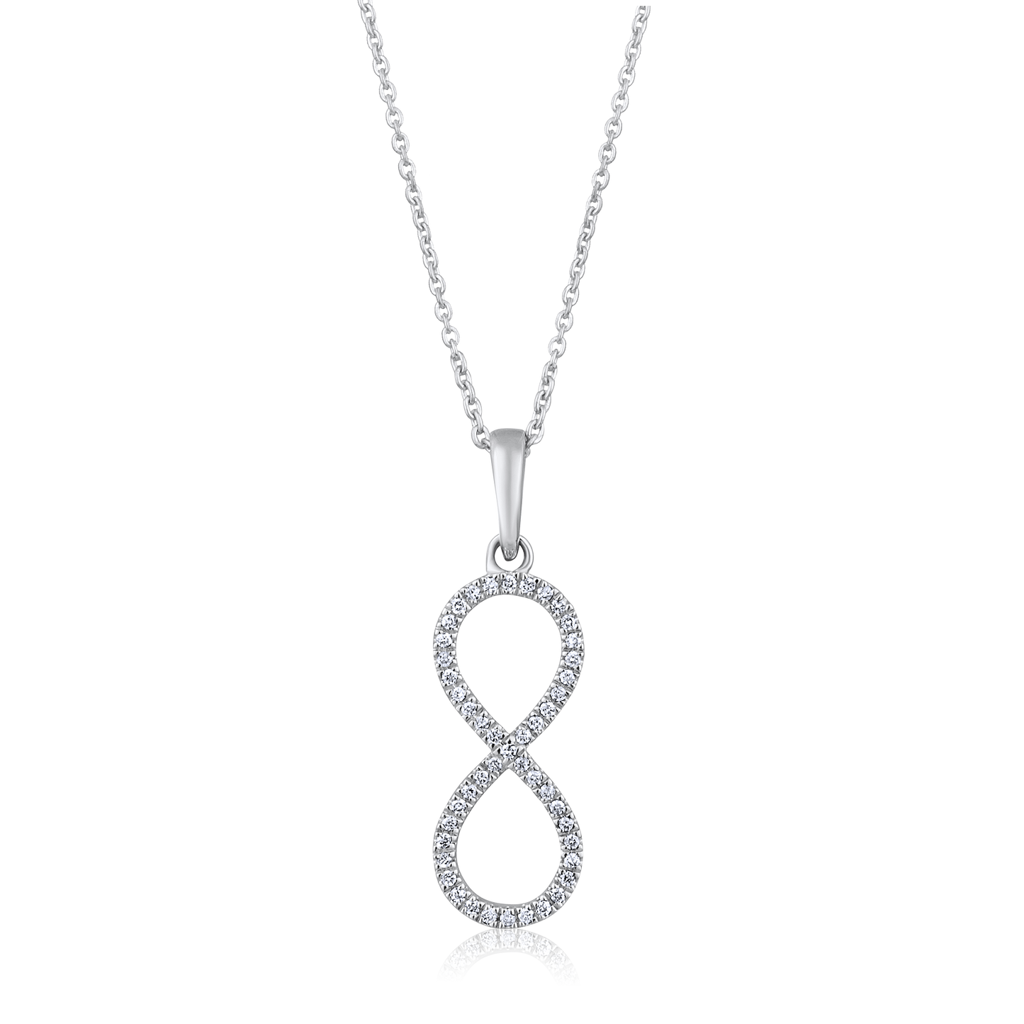 Solid Gold 0.1ct Natural Diamond Infinity Vertical Charm Necklace
