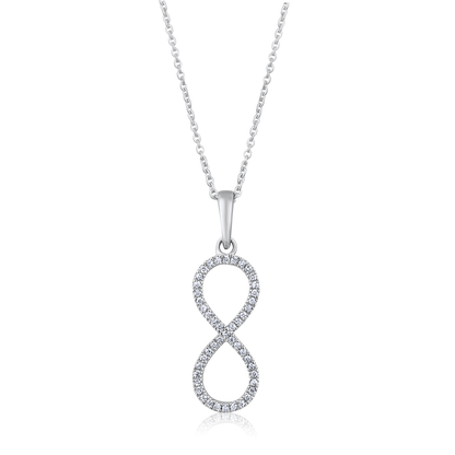 Solid Gold 0.1ct Natural Diamond Infinity Vertical Charm Necklace