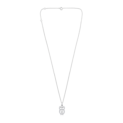 Solid Gold 0.1ct Natural Diamond Night Owl Halo Charm Necklace