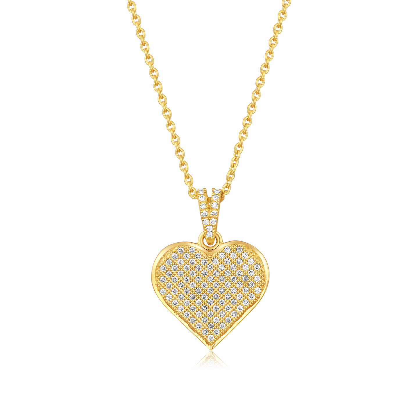 Solid Gold 0.2ct Natural Diamond Heart Love Charm Pendant Necklace